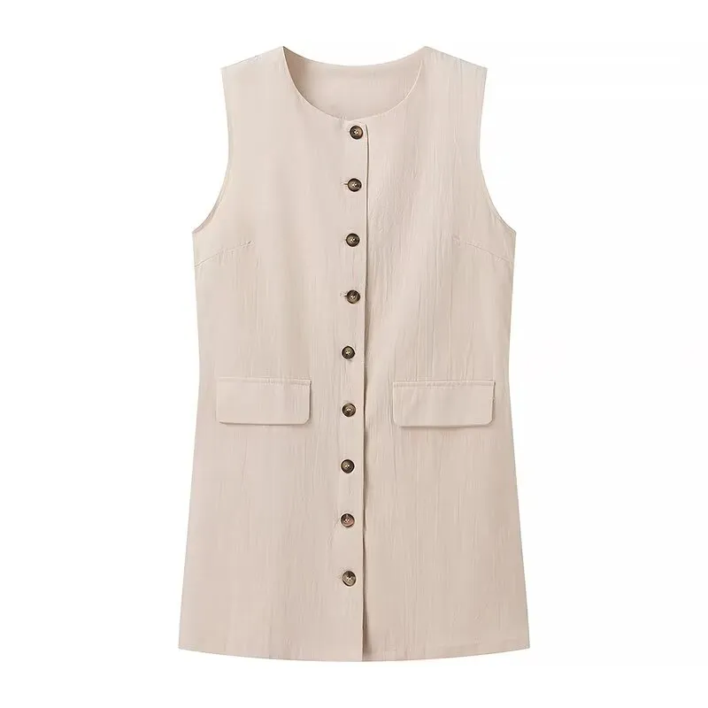 Hong Shirt Summer Small Vest College Sleeveless Vest Length Dress