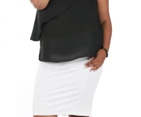 InstantFigure Curvy Plus Size Short Pencil Skirt with Back Zip 16807MC