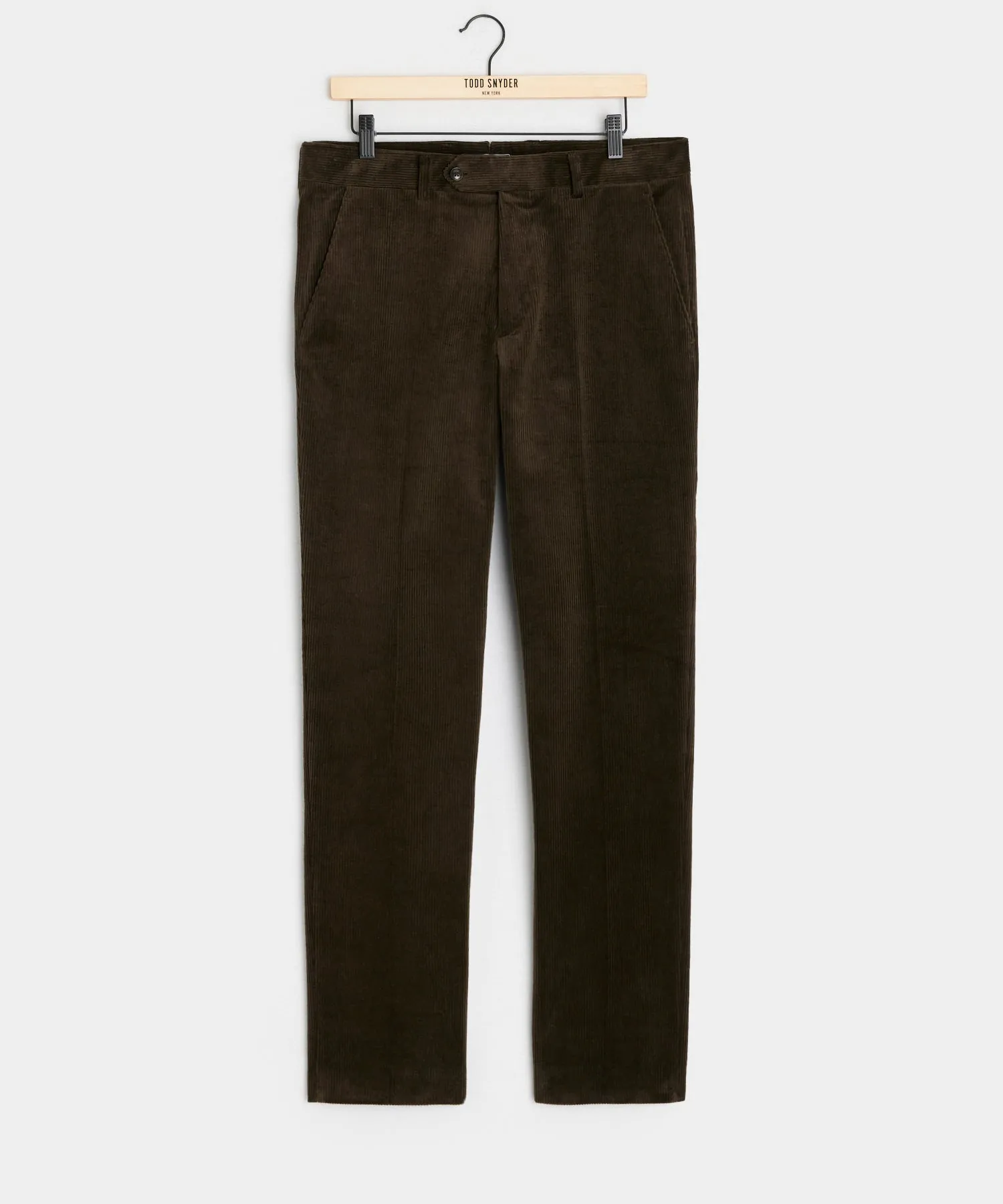 Italian Fine Wale Corduroy Sutton Trouser in Dark Brown