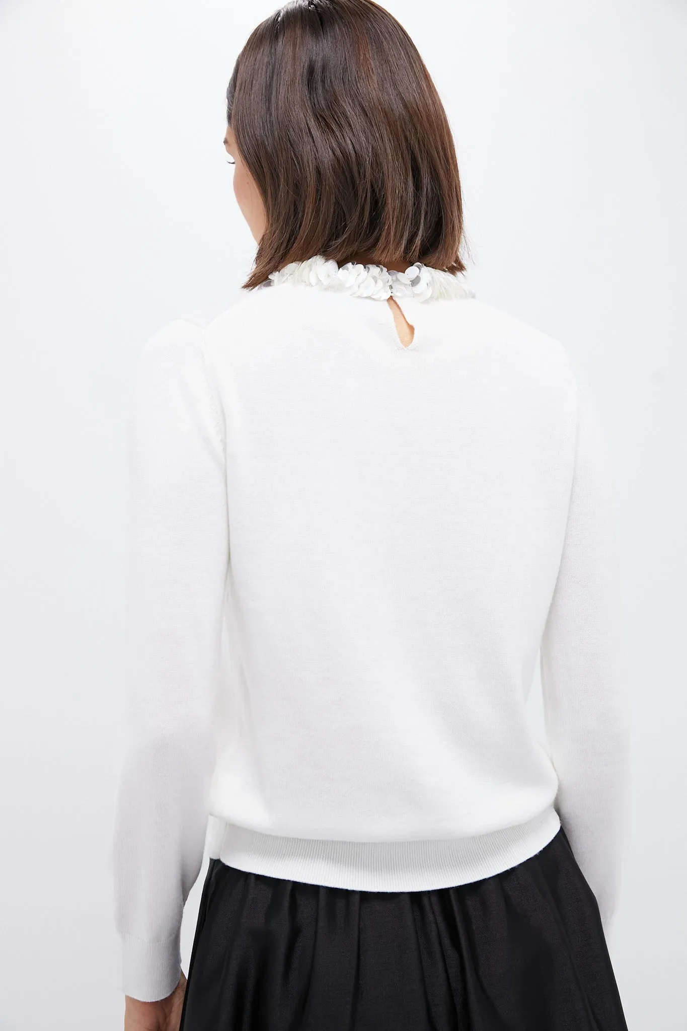 Ivory Sequin Trim Lina Sweater