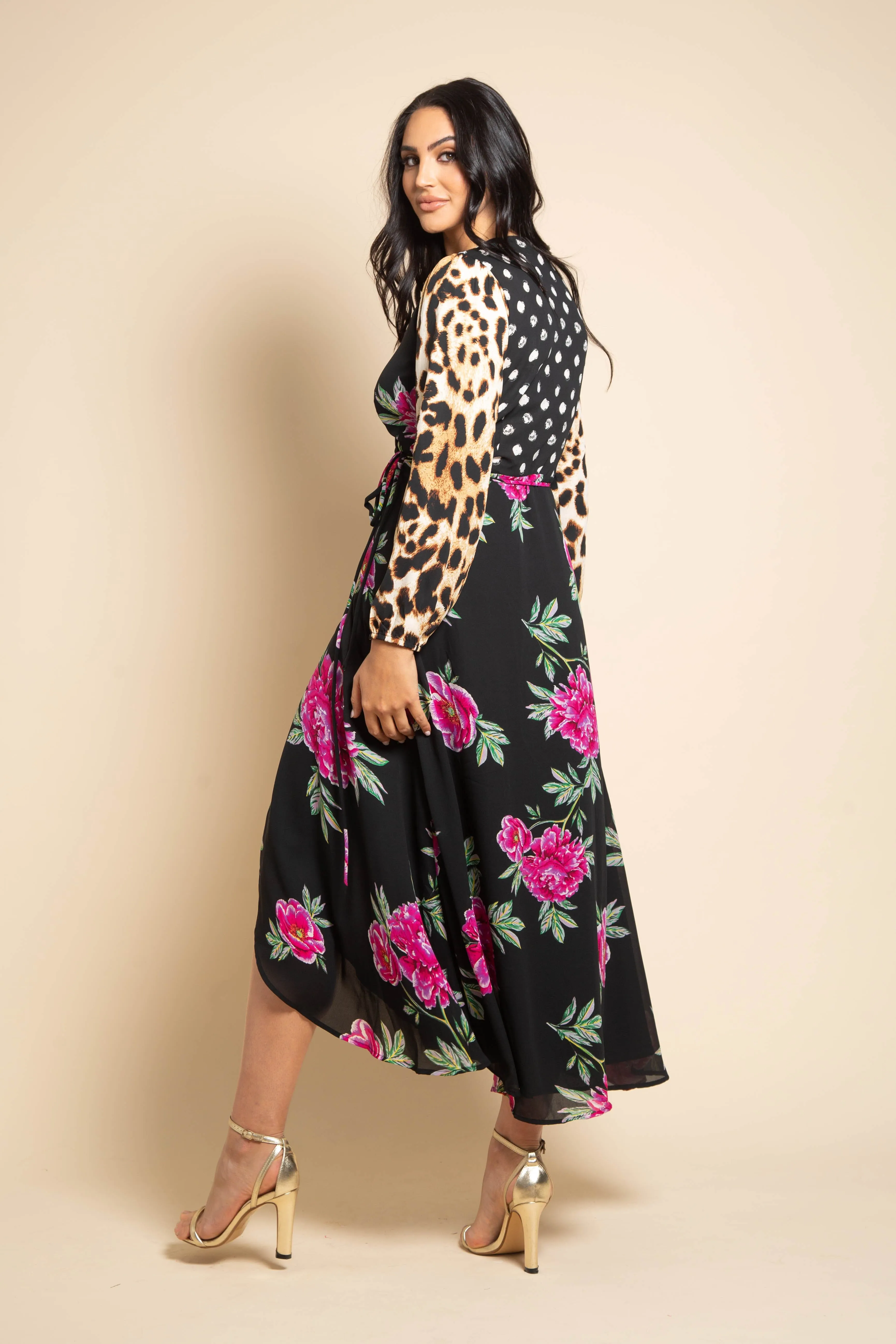 JAGGER WRAP DRESS IN PINK PEONY - DANCING LEOPARD