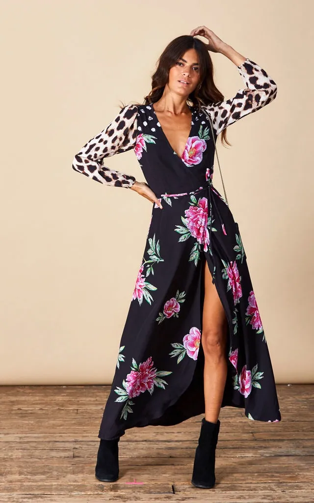 JAGGER WRAP DRESS IN PINK PEONY - DANCING LEOPARD