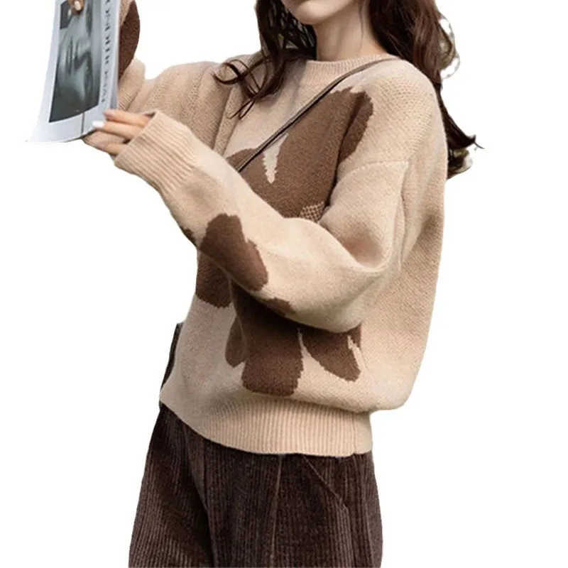 Japanese And Korean Design Sense Milk-in-water Mousse Flower Sweater Women