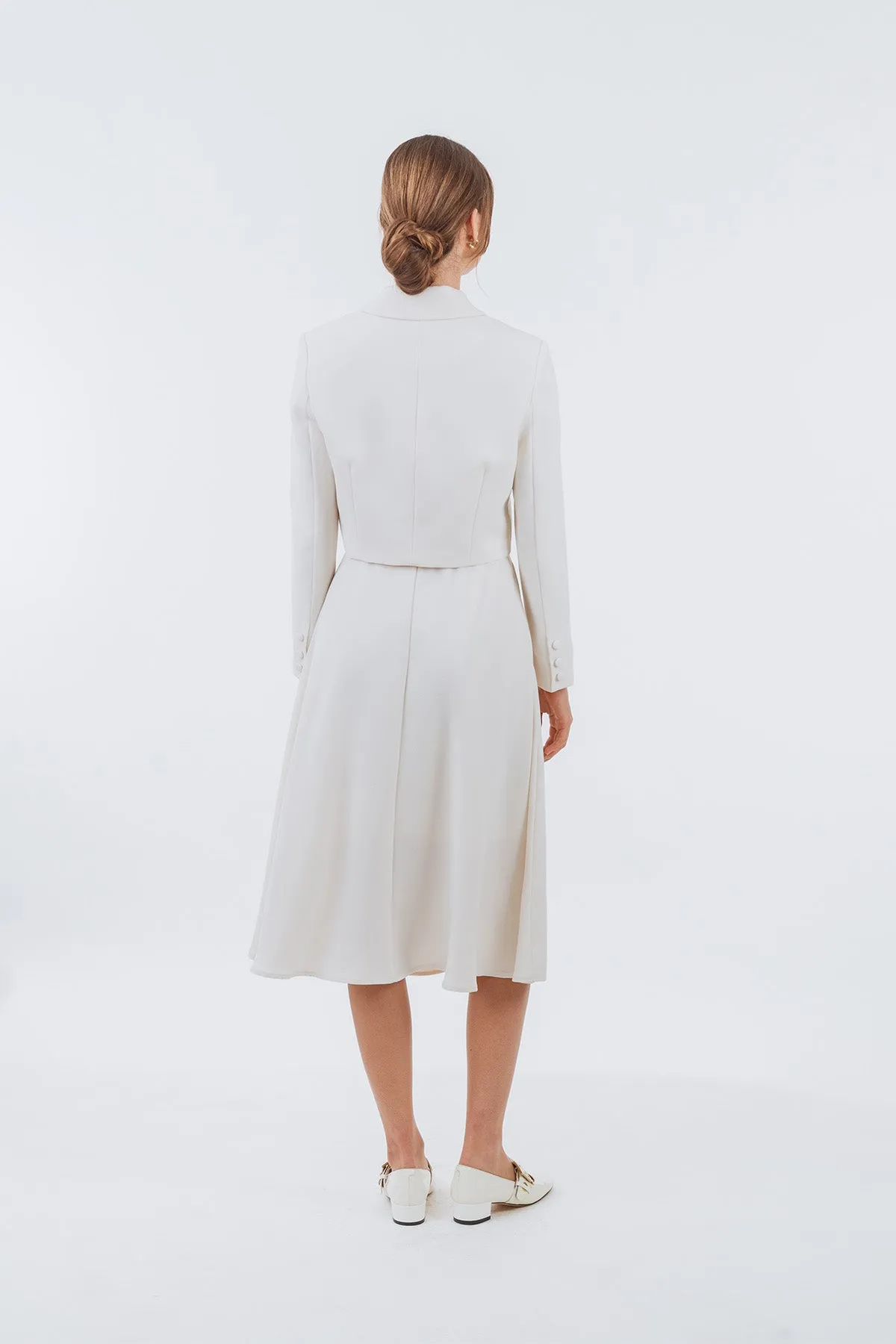 Jayneuss Cropped Long Sleeve Jacket and Midi Pleated Skirt Set