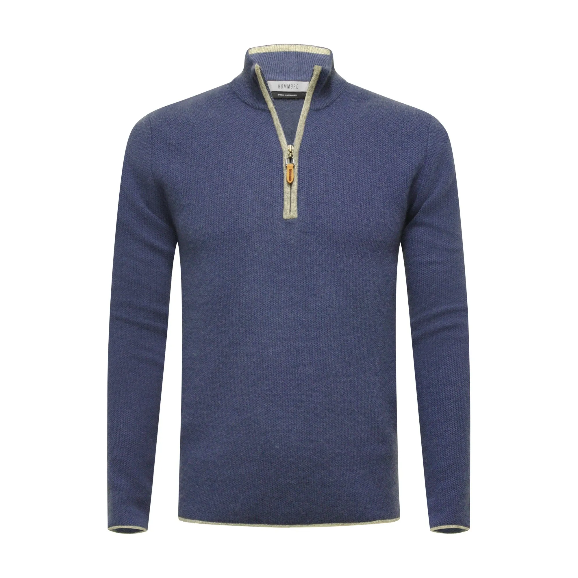 Jeans Grey Cashmere Zip Neck Sweater Verbier in pique stitch