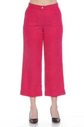 Joseph Ribkoff Pink Punch Corduroy Cropped Wide Leg Pants 243295