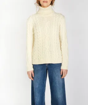 Juniper Aran Polo Neck Natural