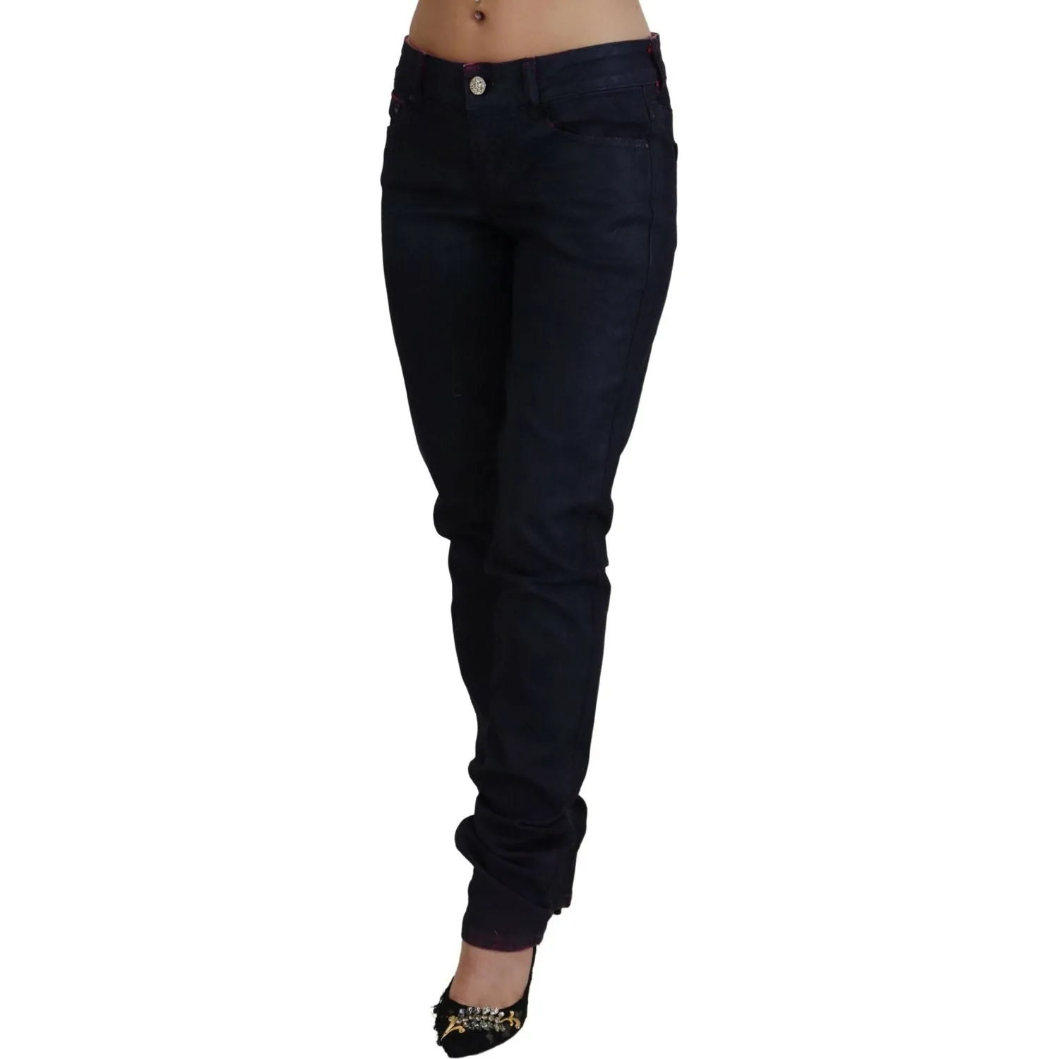 Just Cavalli Sleek Black Low Waist Denim Pants