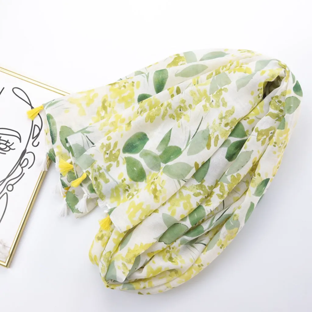 JY221105 leaf printed scarf