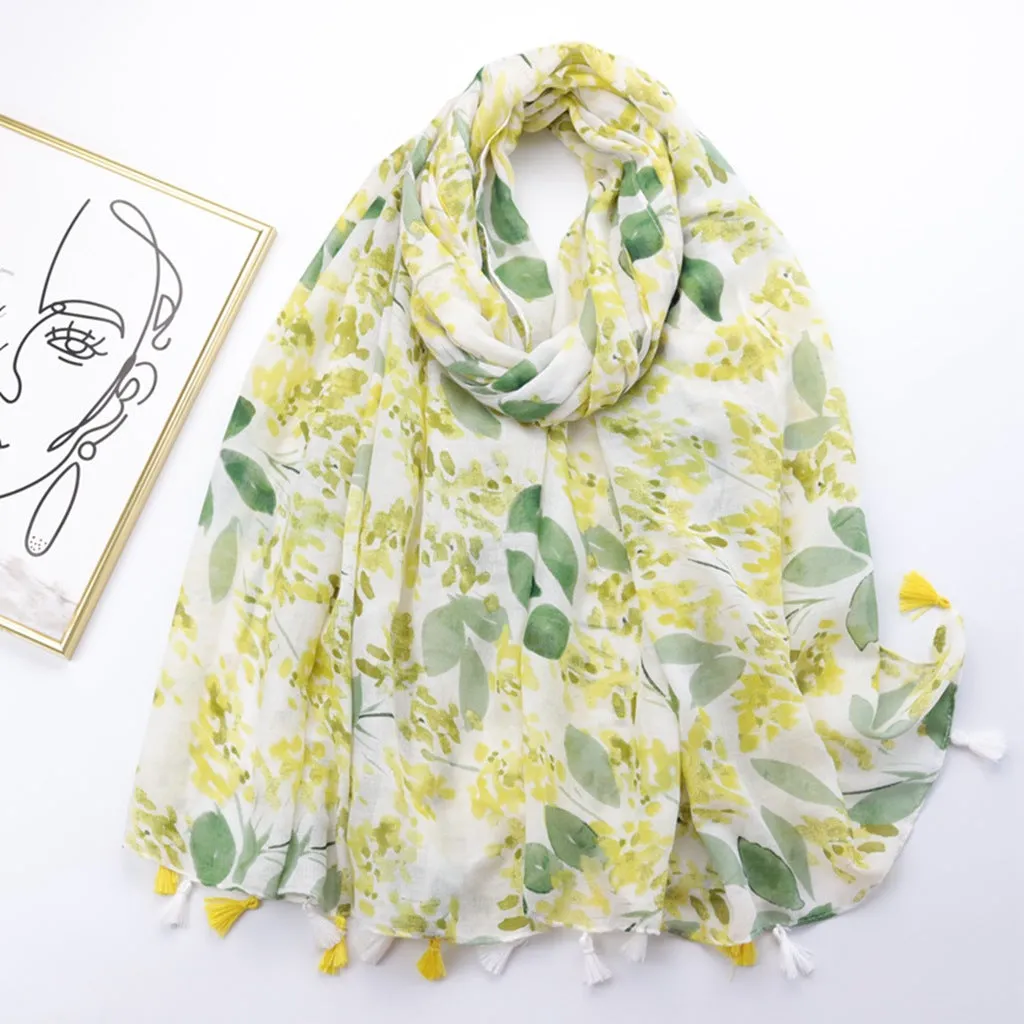 JY221105 leaf printed scarf