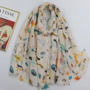 JY230343 cats printed scarf