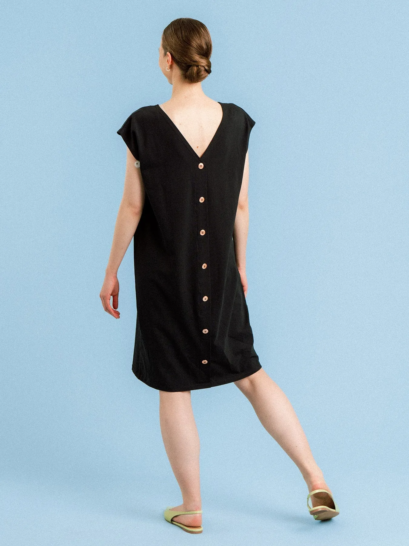 Karin Button Dress Black