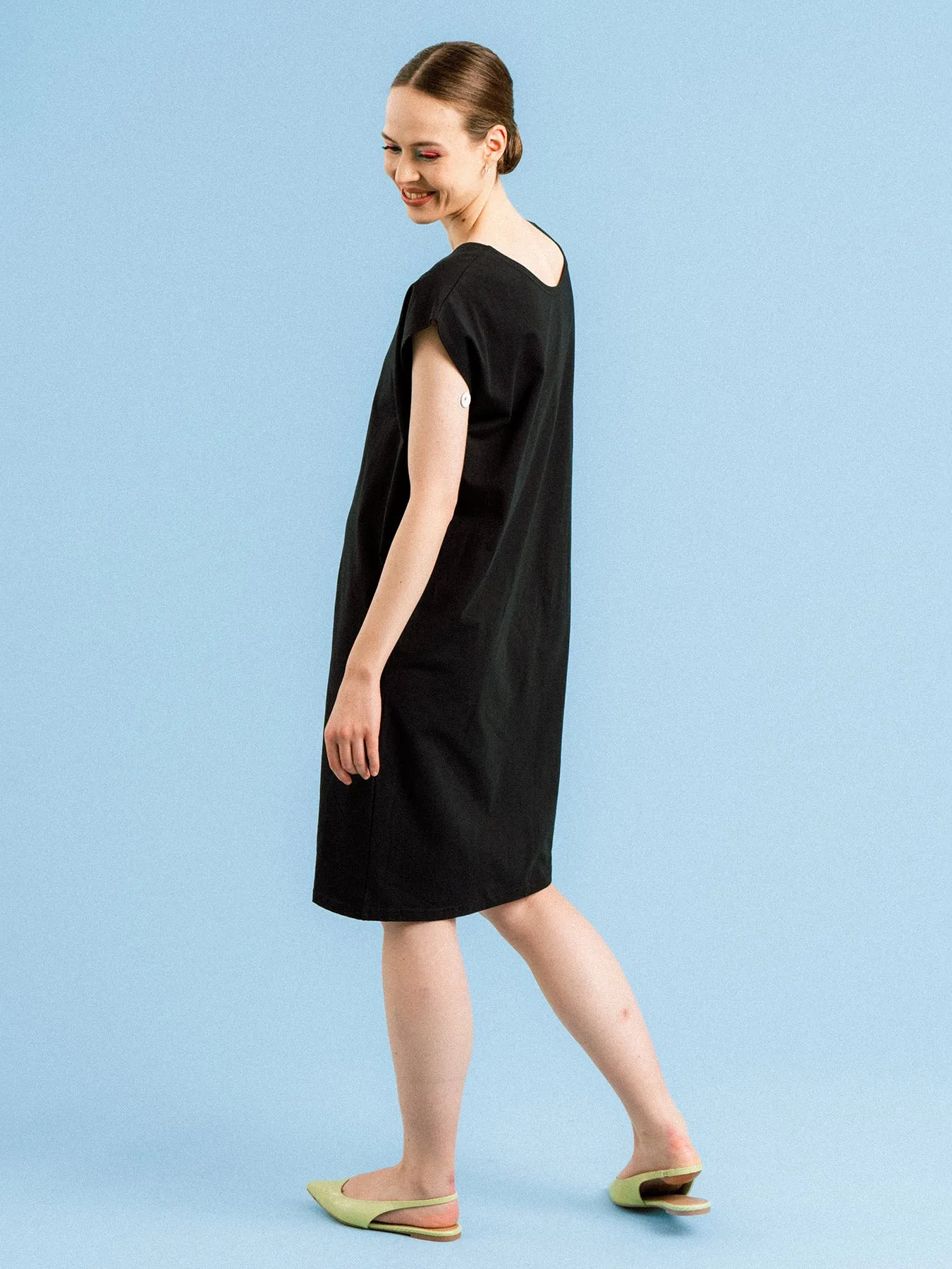 Karin Button Dress Black