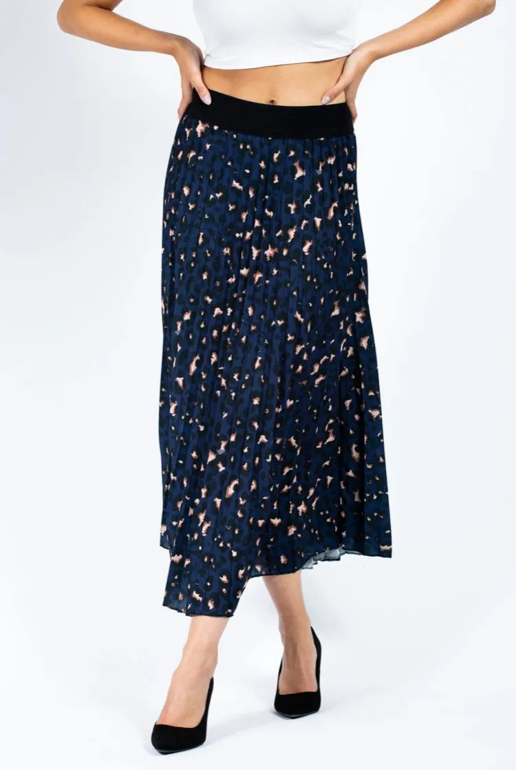 Leopard Pleated Skirt