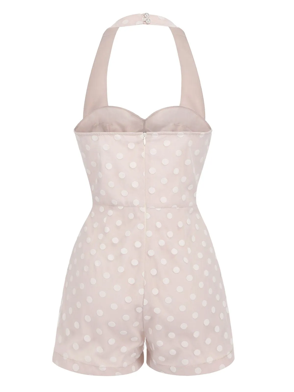 Light Pink 1950s Halter Romper & Polka Dots Skirt