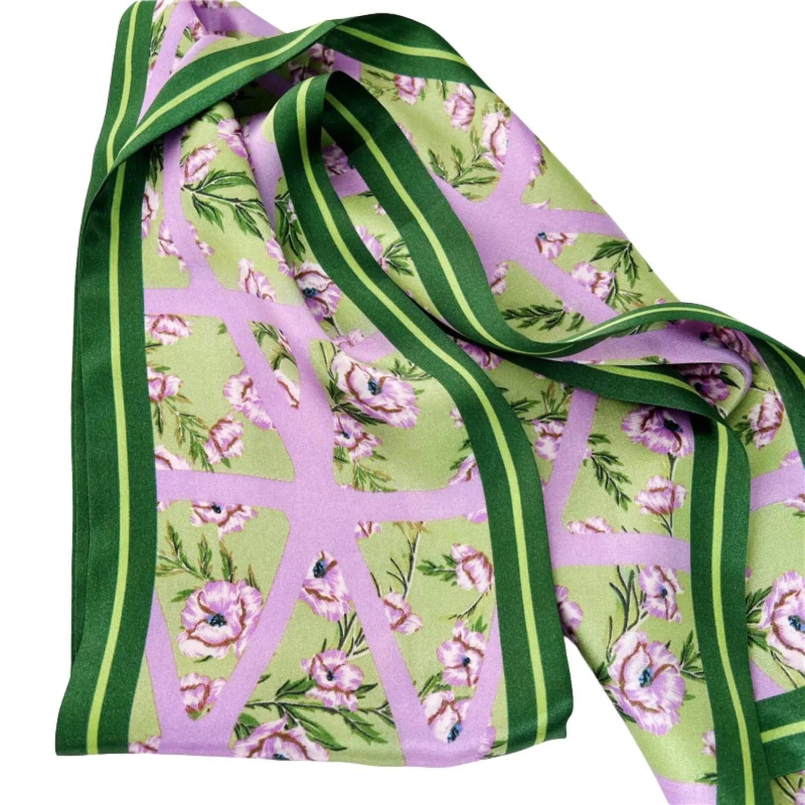 Lilac Charm Pure Mulberry Silk Long Scarf Silk Twilly