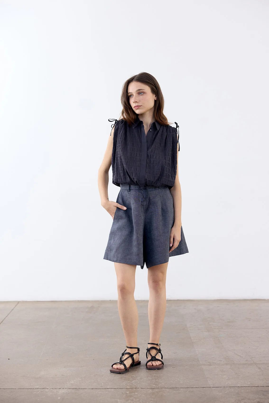 Linen Shorts - Piedra