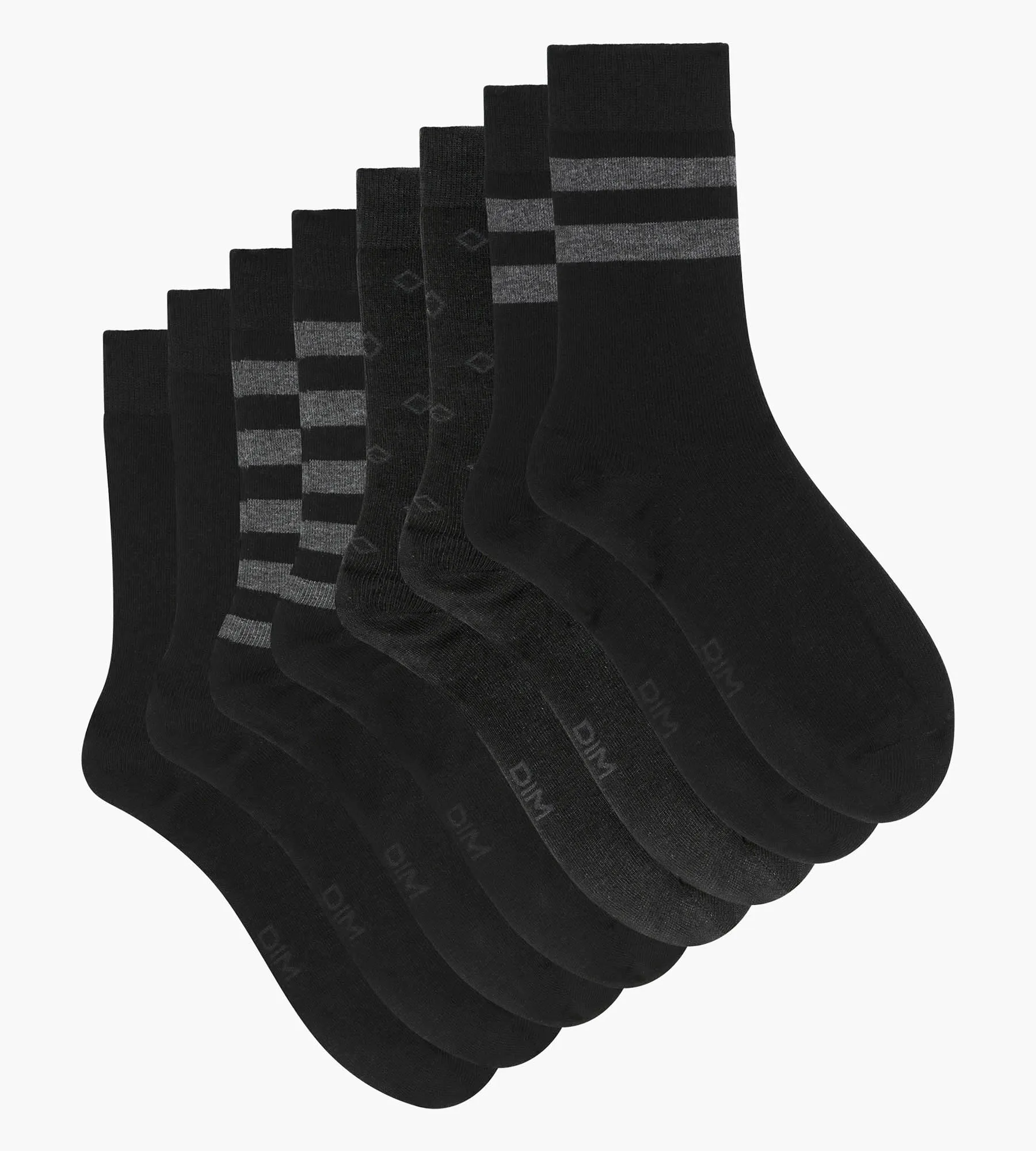 Lot de 4 paires de chaussettes homme en coton rayé Noir EcoDim Style