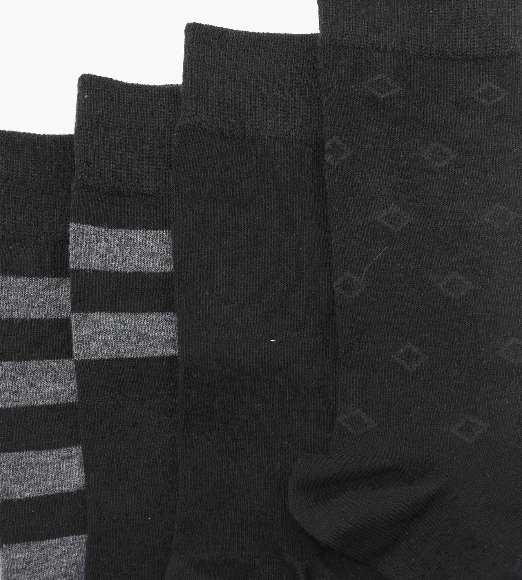 Lot de 4 paires de chaussettes homme en coton rayé Noir EcoDim Style