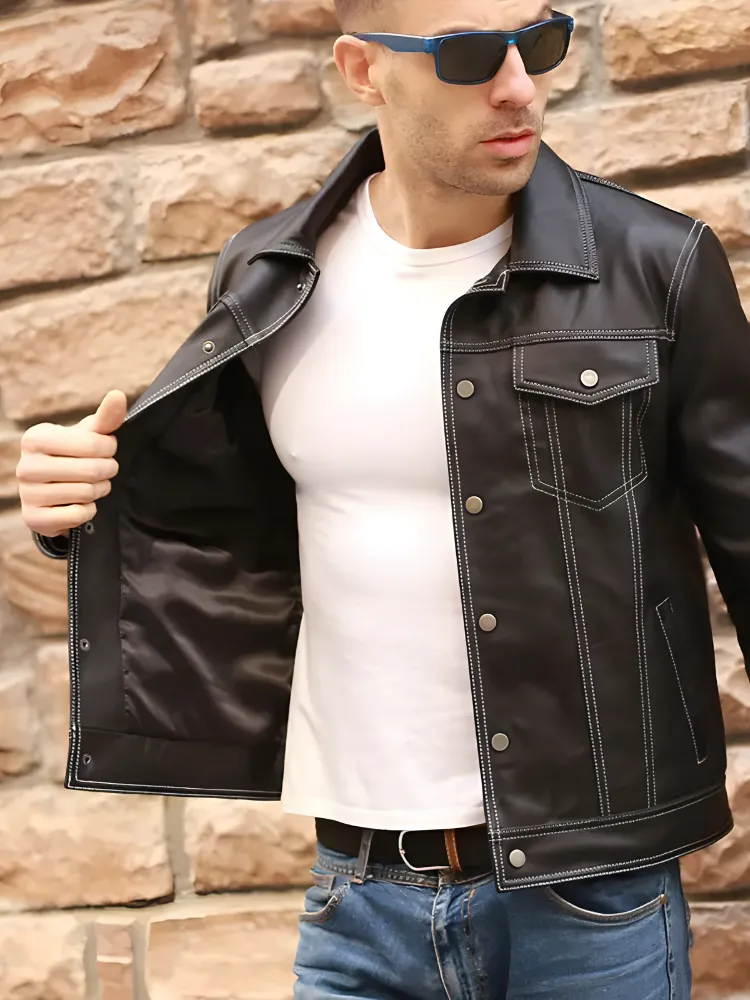 Luxury Brand Genuine Leather Casual Coat Real Leather Jacket