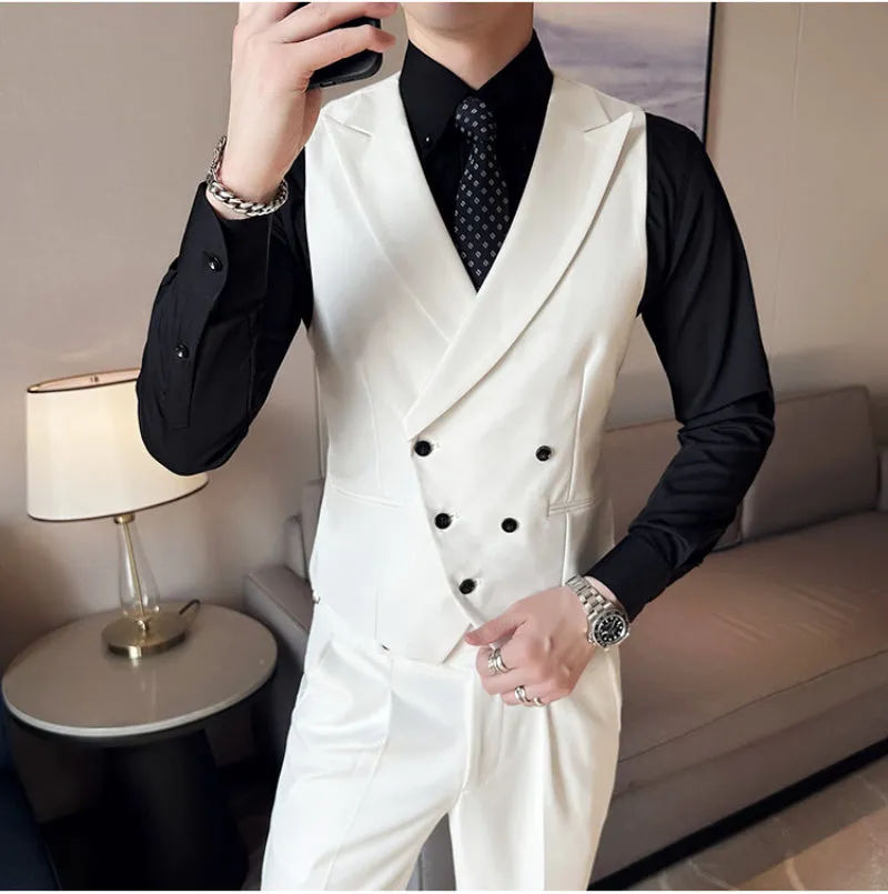 Men's British Elegant Simple Business Double Breasted Suit Vest