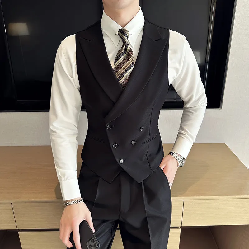 Men's British Elegant Simple Business Double Breasted Suit Vest