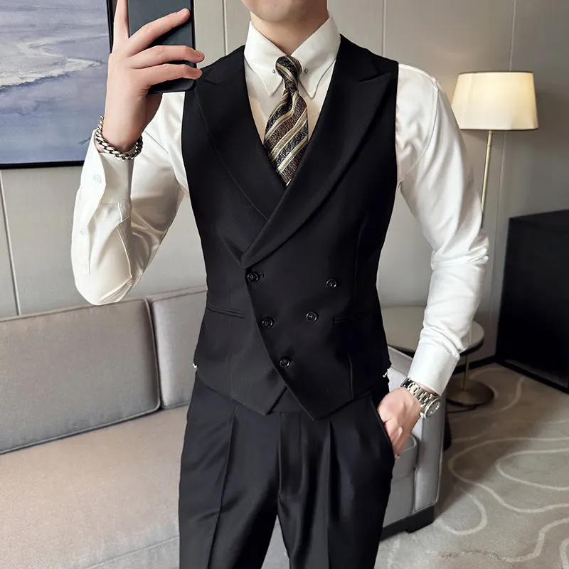 Men's British Elegant Simple Business Double Breasted Suit Vest