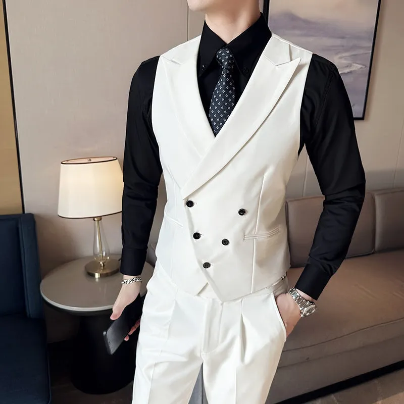 Men's British Elegant Simple Business Double Breasted Suit Vest