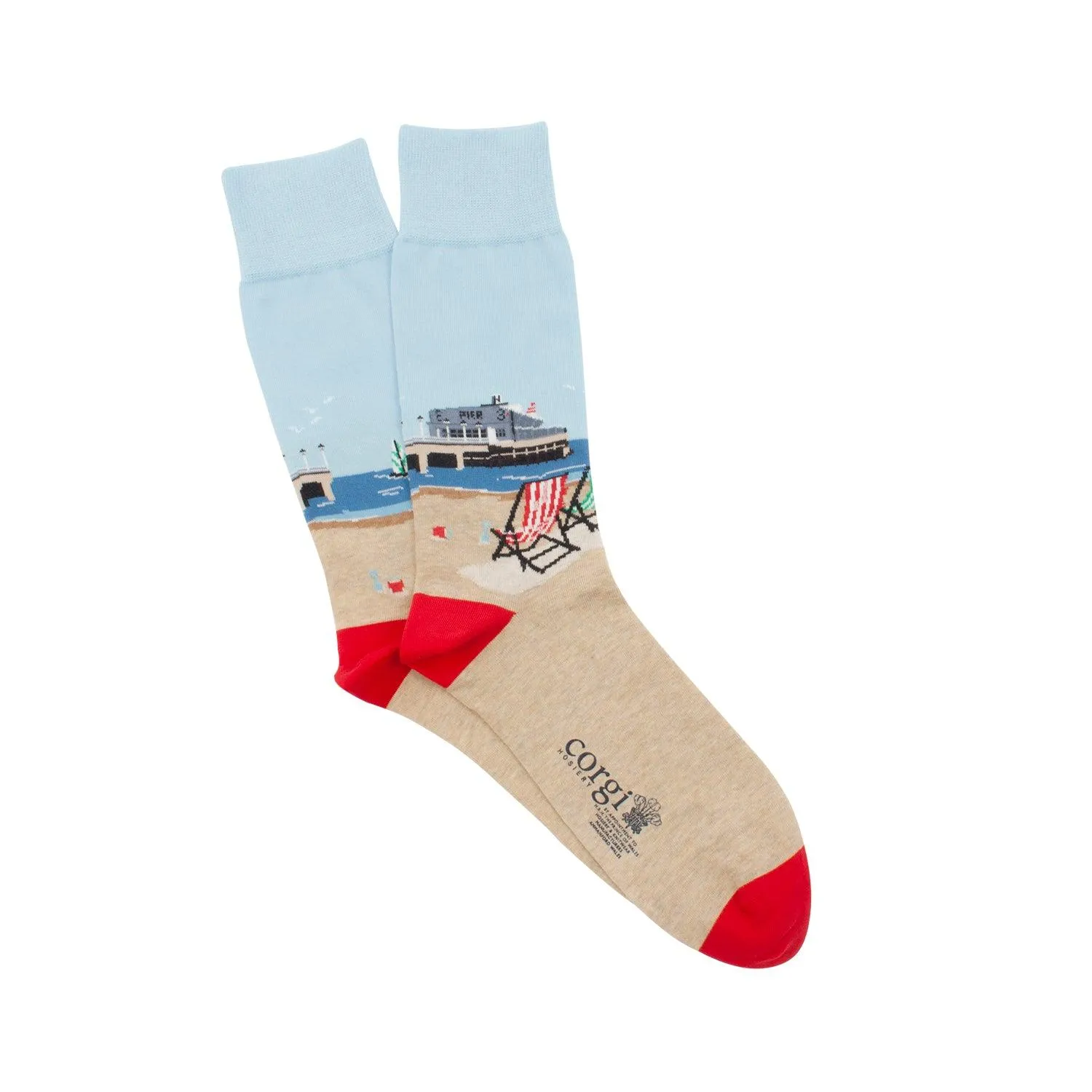 Men's British Seaside Scene Cotton Socks