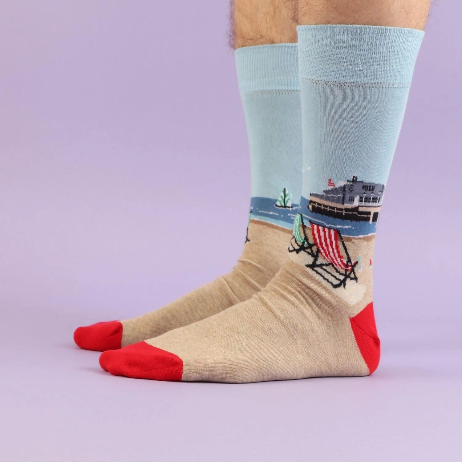 Men's British Seaside Scene Cotton Socks