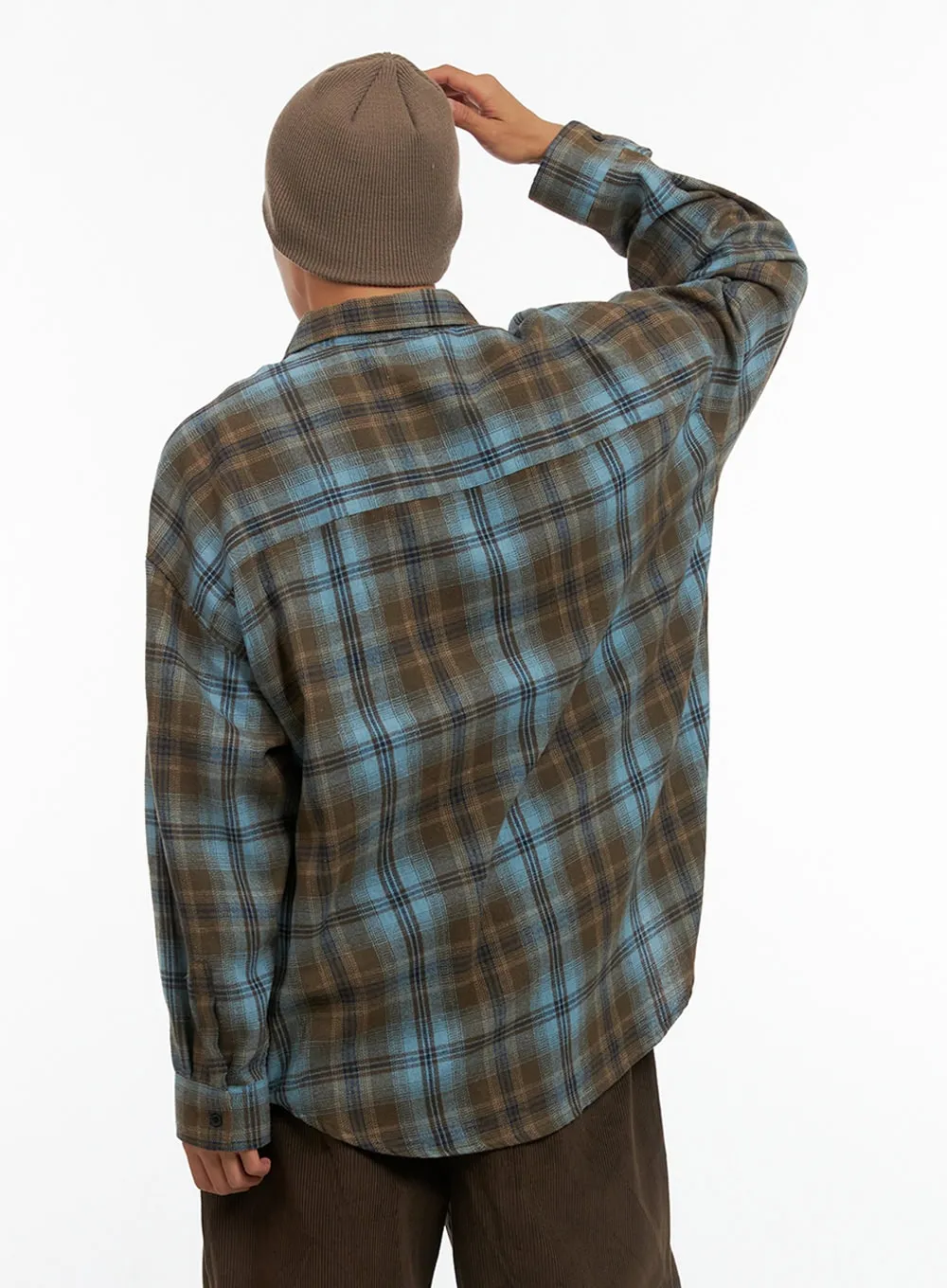 Men's Buttoned Check Print Shirt IS419