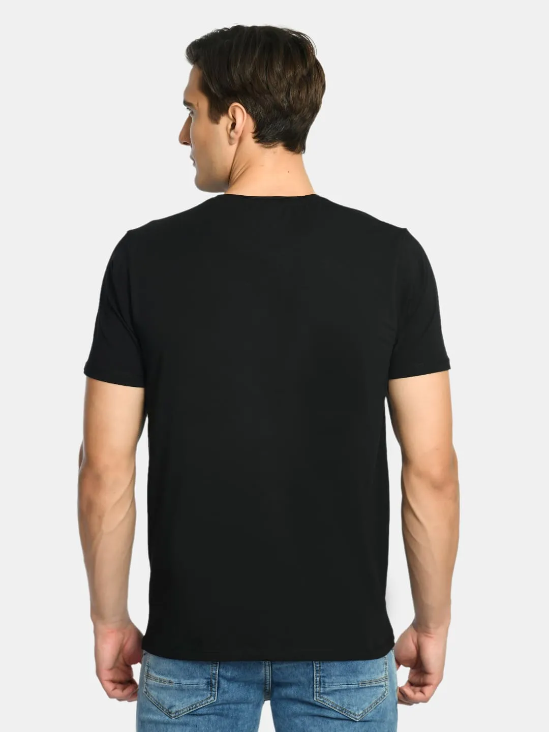 Men's Casual Ink Black Crew Neck T-Shirt