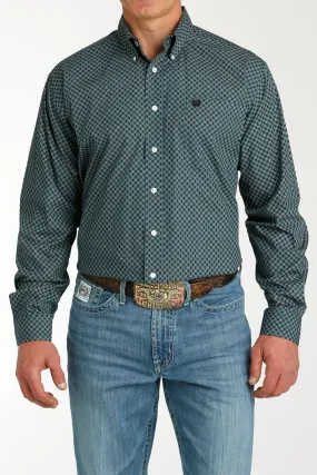 Men's Cinch Teal Print Long Sleeve Shirt - MTW1105776