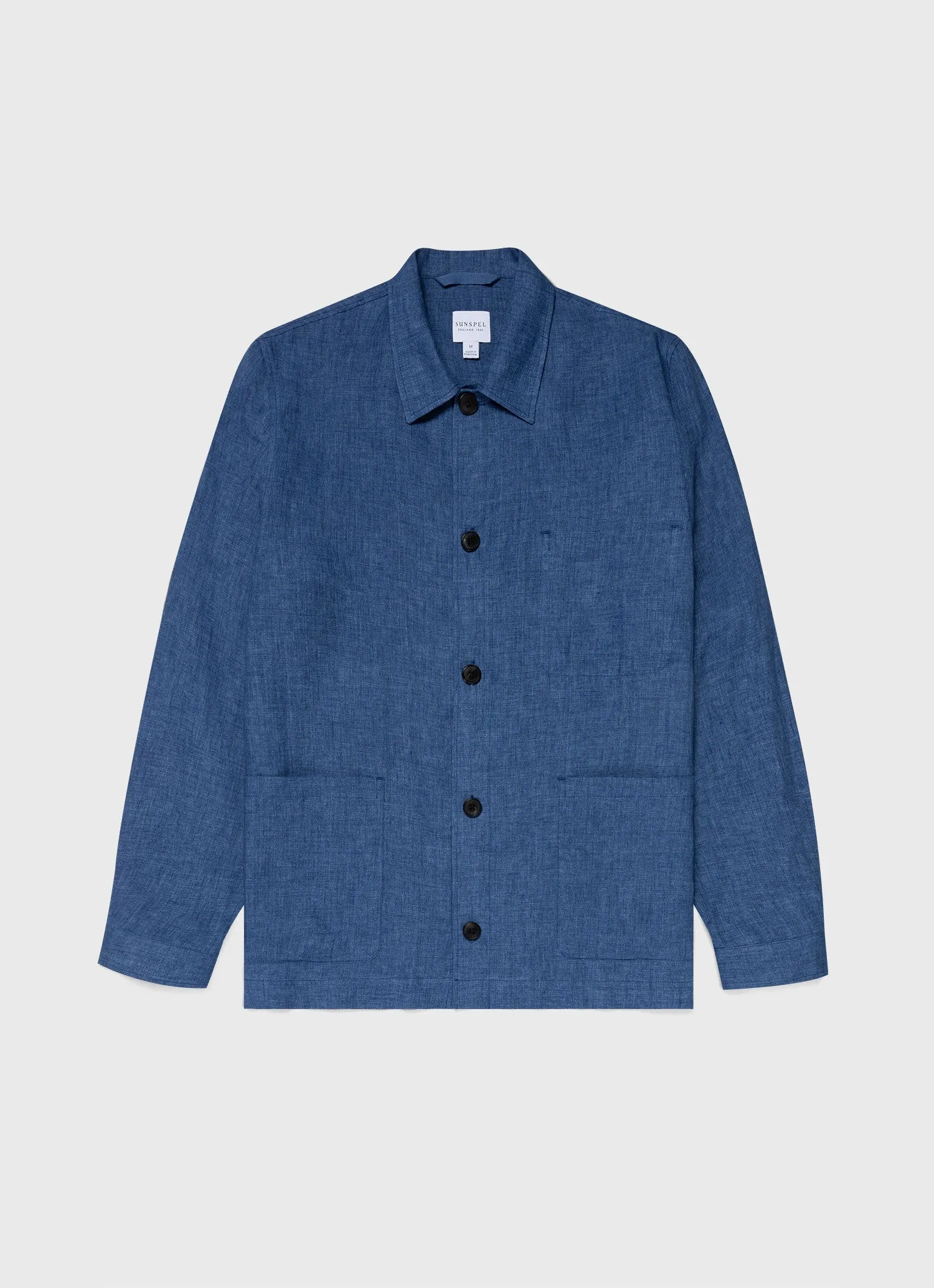 Men's Linen Twin Pocket Jacket in Blue Melange