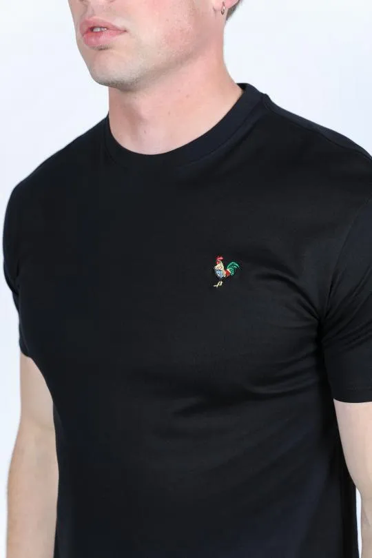 Men's Rooster Logo Cotton Black T-Shirt