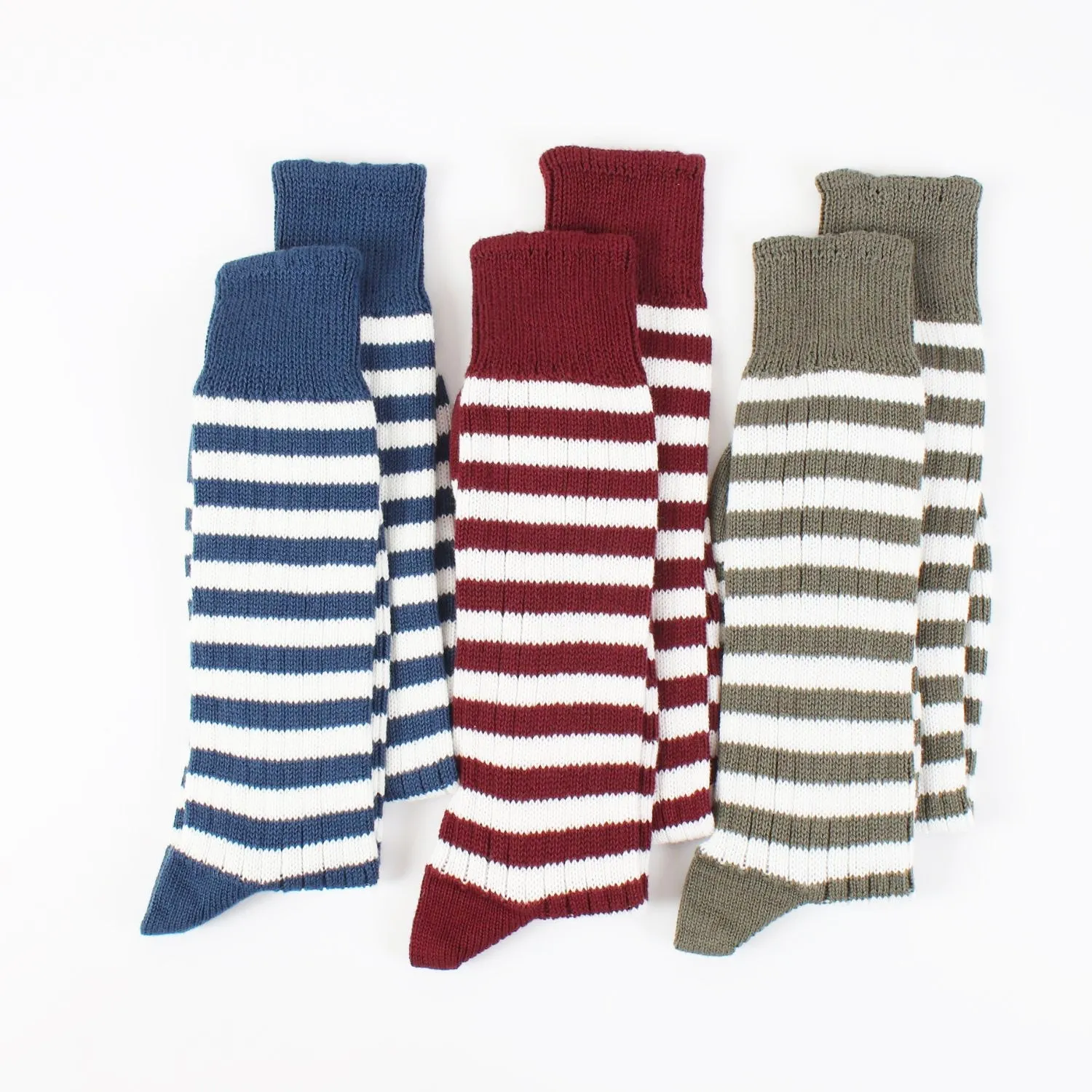 Men's Sailor Stripe Pure Cotton Boot Socks