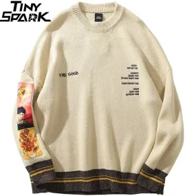 Men's Van Gogh Painting Embroidery Knitted Sweater