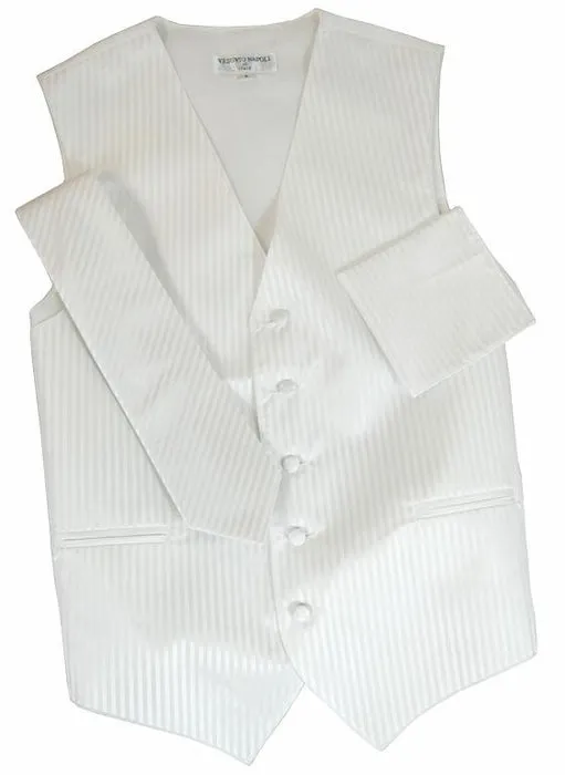 Men's White Striped Vest and Tie