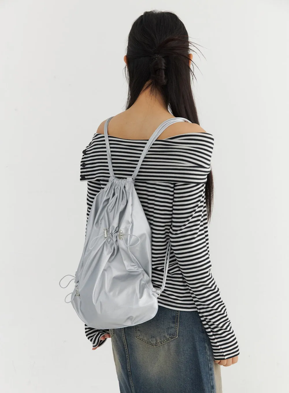 Metallic Drawstring Backpack CO324