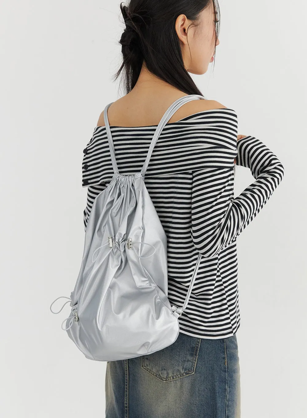 Metallic Drawstring Backpack CO324