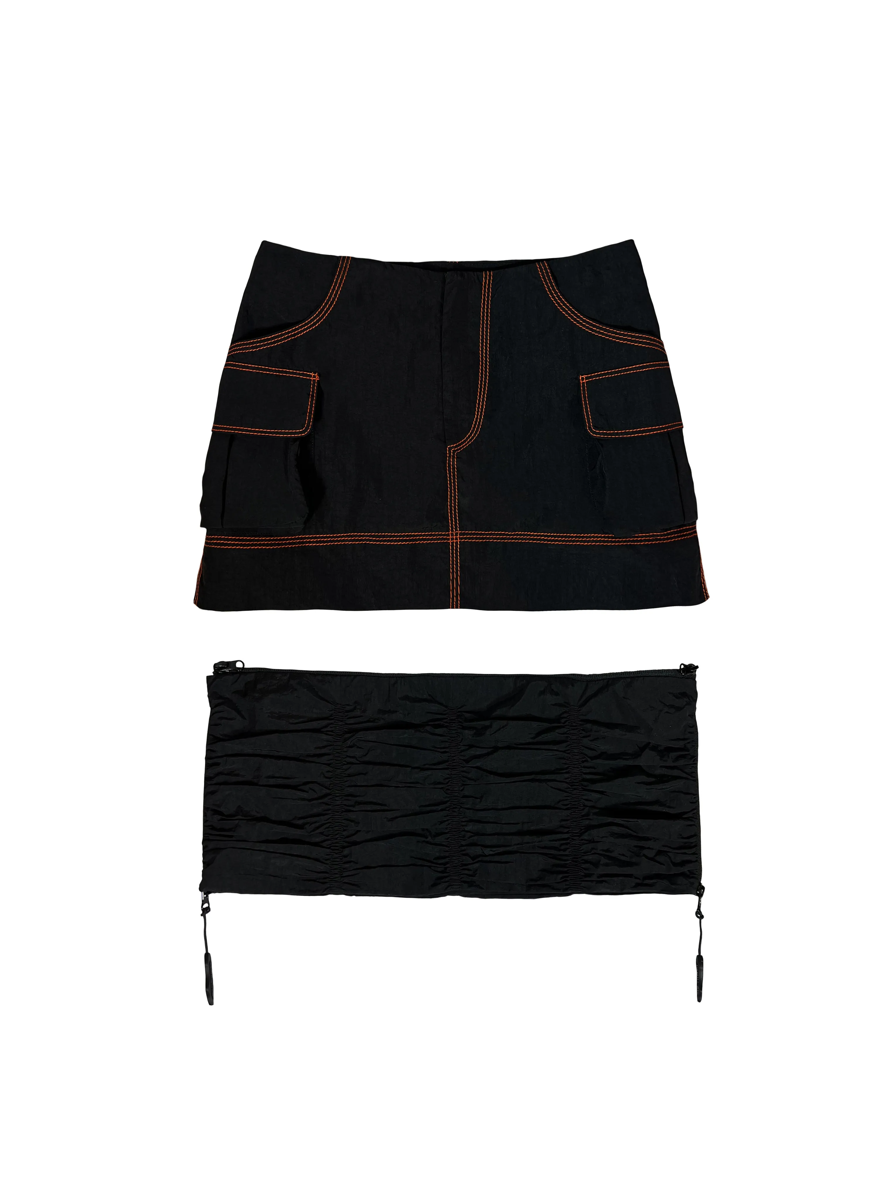 MINI SKIRT WITH DETACHABLE RUCHED HEM