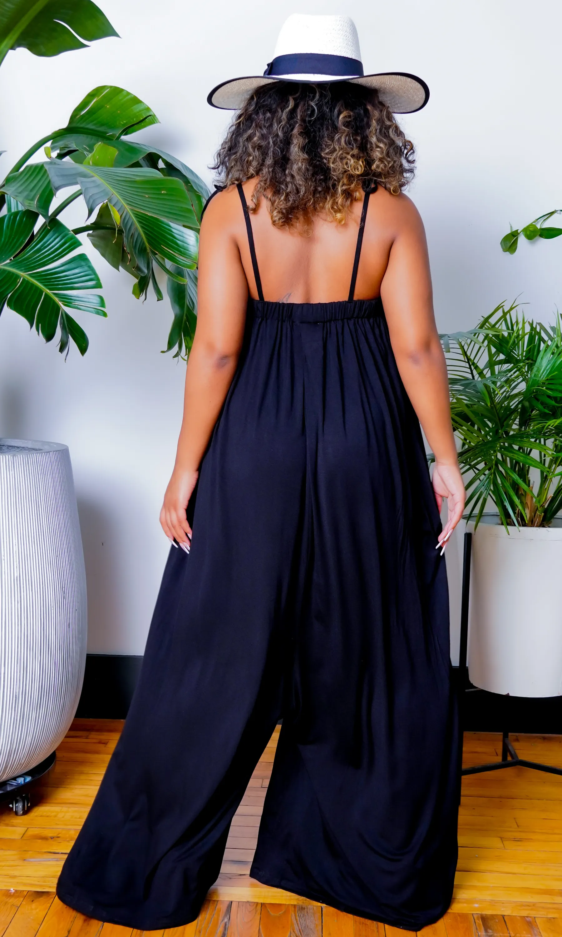 Miriam | Spaghetti Strap Harem Jumpsuit - Black