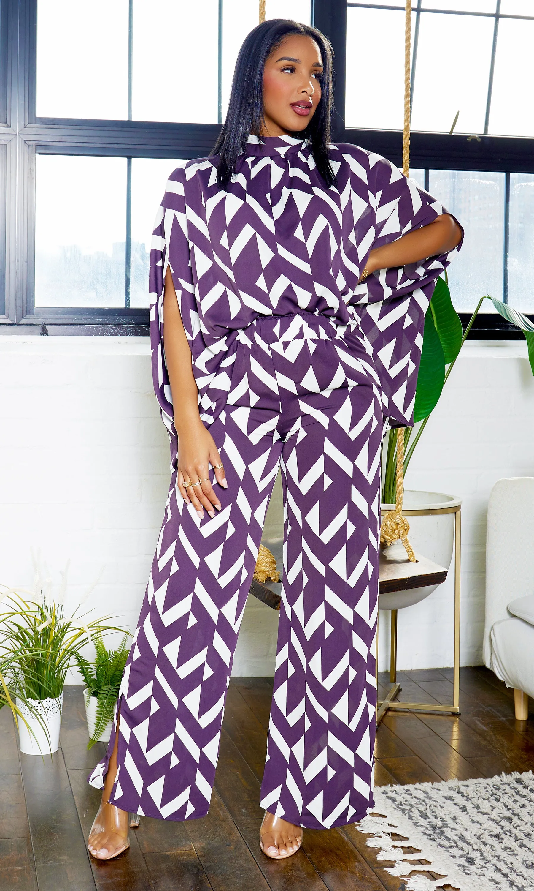 Moonlit Majesty Pant Set Black and white