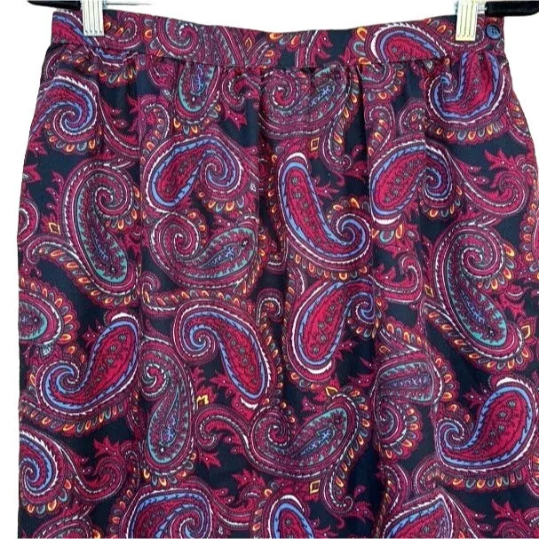 Motivation Russ Togs Vintage Paisley Cottage Grandma Boho Midi Skirt - Women's L