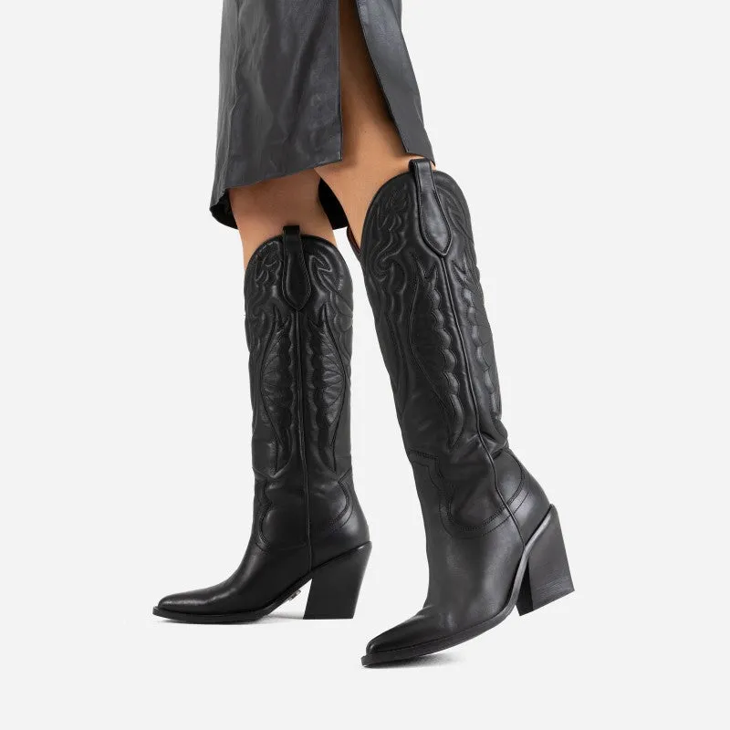 New Kole Black High Western Boots