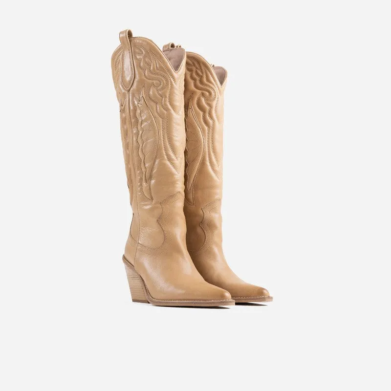 New Kole Camel High Western Boots