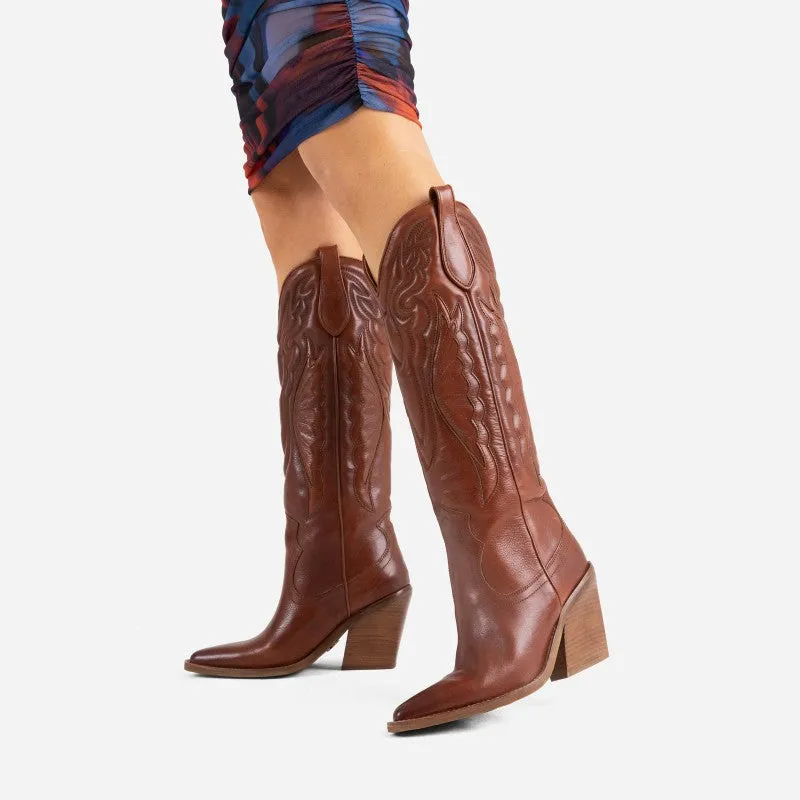 New Kole Caramel High Western Boots