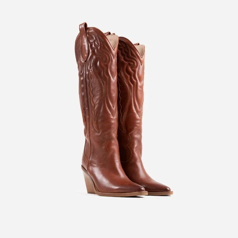 New Kole Caramel High Western Boots