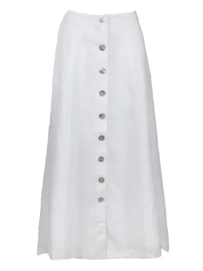 Nicole Button Front Long Skirt Linen