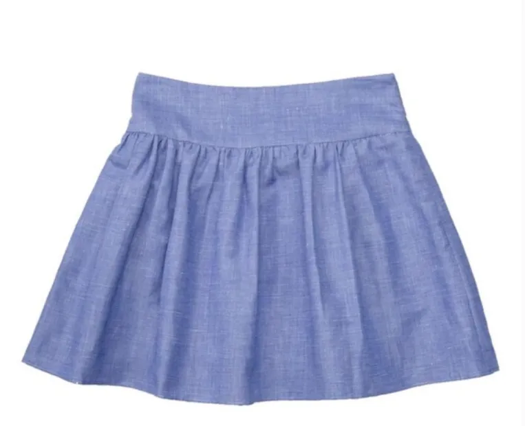 NWT MILLY MINIS BLUE CHAMBRAY SOLID FLARE SKIRT (SZ 8)